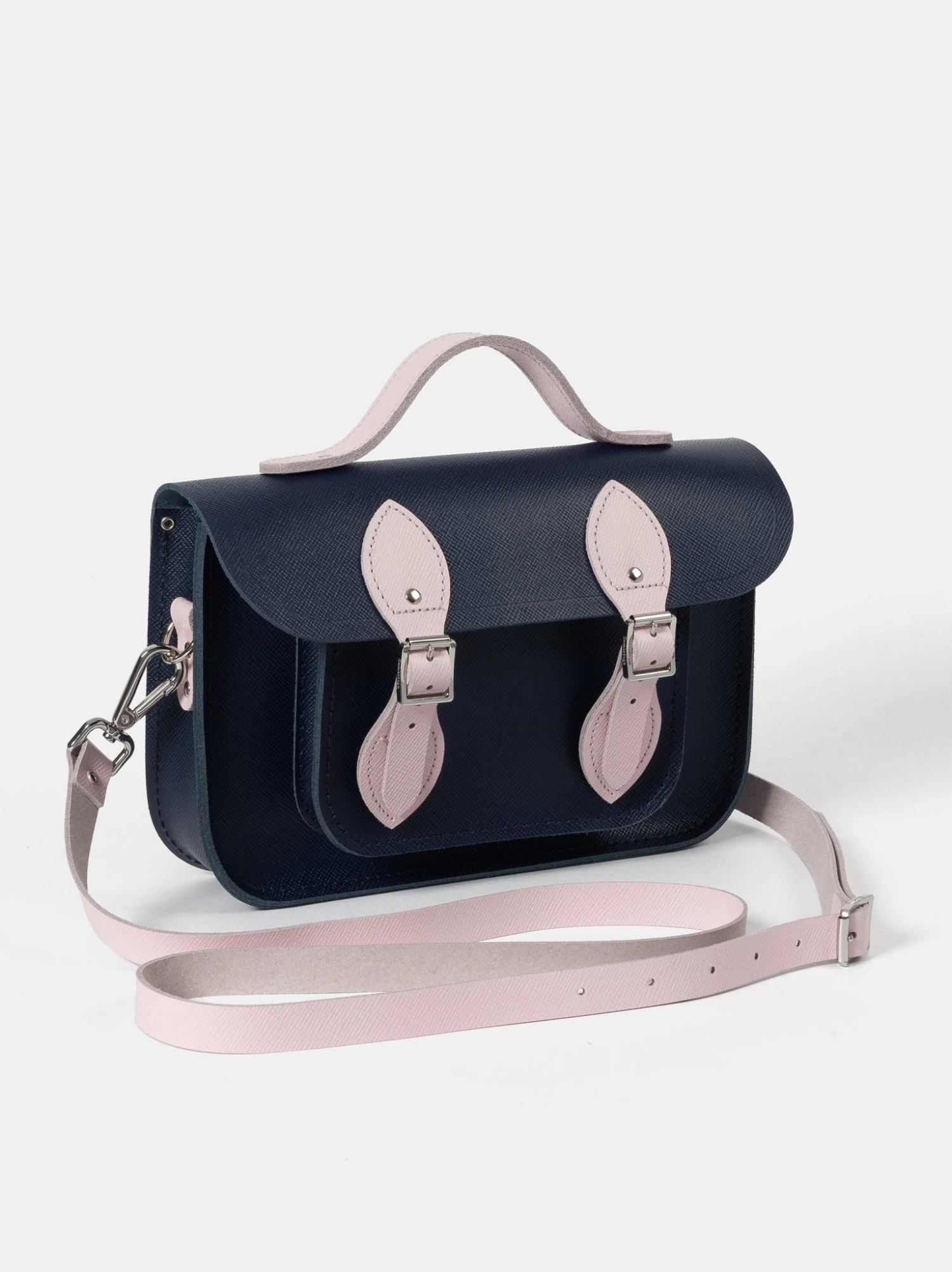 The 11 Inch Batchel - Blueberry & Fondant Pink Saffiano 4 The 11 Inch Batchel - Blueberry & Fondant Pink Saffiano - Image 2