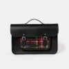 The 15 Inch Batchel - Black With Strome Modern Tartan -Cambridge Satchel BAT151678BNH20101 1 908044
