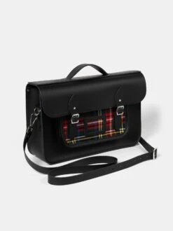 The 15 Inch Batchel - Black With Strome Modern Tartan -Cambridge Satchel BAT151678BNH20101 7 919582