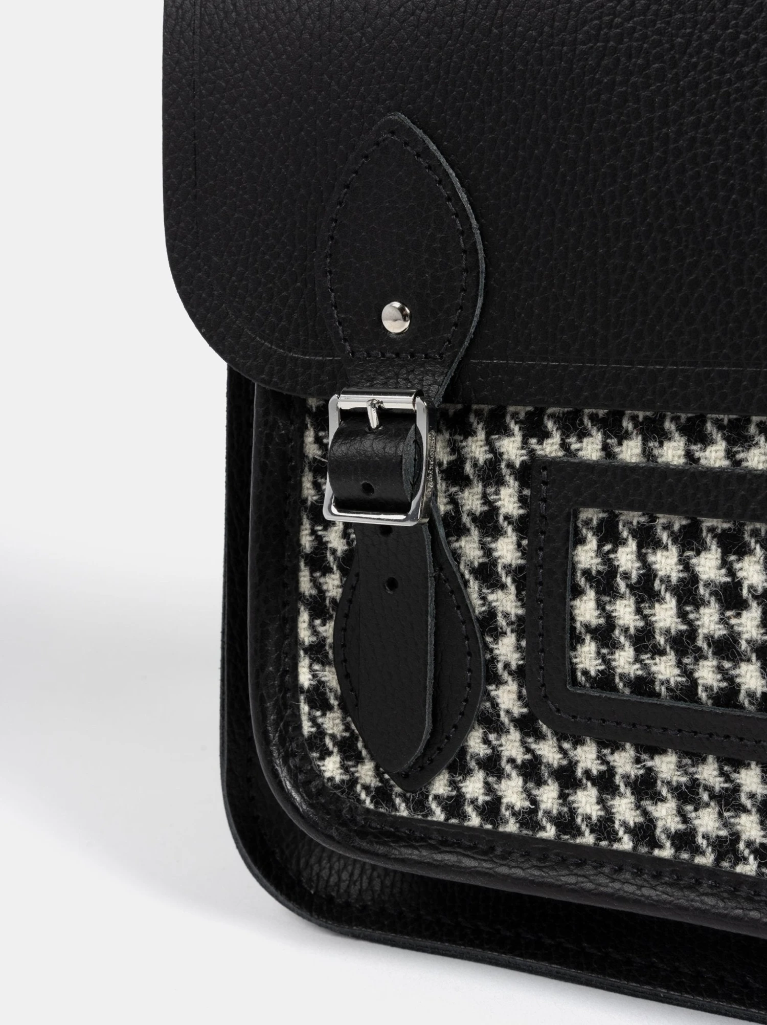 The Small Portrait Backpack - Black Celtic Grain & Harris Tweed® Houndstooth Tartan 11 The Small Portrait Backpack - Black Celtic Grain & Harris Tweed® Houndstooth Tartan - Image 9