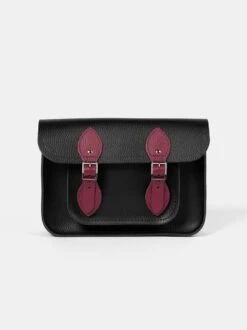 The 11 Inch Satchel - Black & Red Velvet Celtic Grain