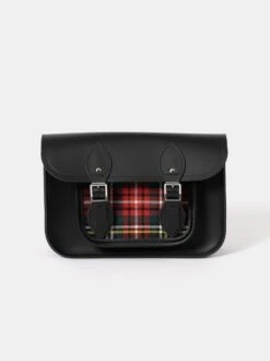 The 11 Inch Satchel - Black With Strome Modern Tartan