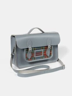 The 15 Inch Batchel -French Grey Celtic Grain & Macbeth Tartan -Cambridge Satchel the 15 inch batchel french grey celtic grain macbeth tartan 255982