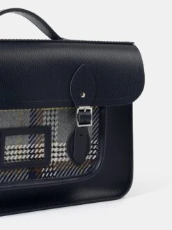 The 15 Inch Batchel- Navy Celtic Grain & Gloverall Grey Check -Cambridge Satchel the 15 inch batchel navy celtic grain gloverall tan check 356423