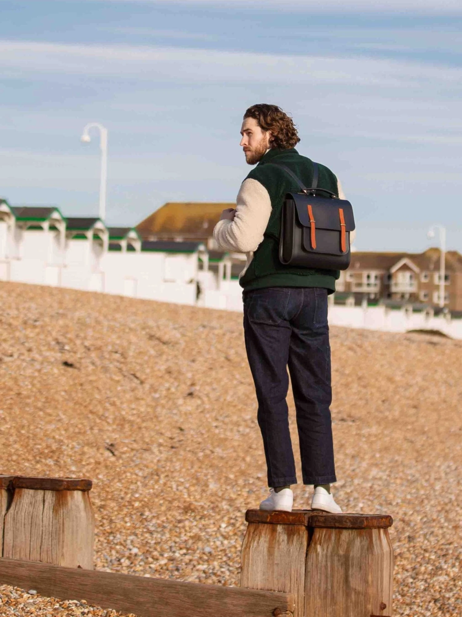 The Messenger Backpack -Navy & Tan Bridle 5 The Messenger Backpack -Navy & Tan Bridle - Image 3