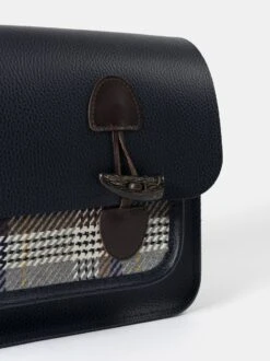 The Messenger -Navy Celtic Grain & Gloverall Grey Check 16 The Messenger -Navy Celtic Grain & Gloverall Grey Check -Cambridge Satchel the messenger navy celtic grain gloverall tan check 142084