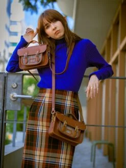 The Mini - Bay Celtic Grain & Gloverall Tan Check 13 The Mini - Bay Celtic Grain & Gloverall Tan Check -Cambridge Satchel the mini bay celtic grain gloverall grey check 149428