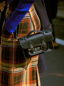 The Mini- Navy Celtic Grain & Gloverall Grey Check -Cambridge Satchel the mini navy celtic grain gloverall tan check 668314